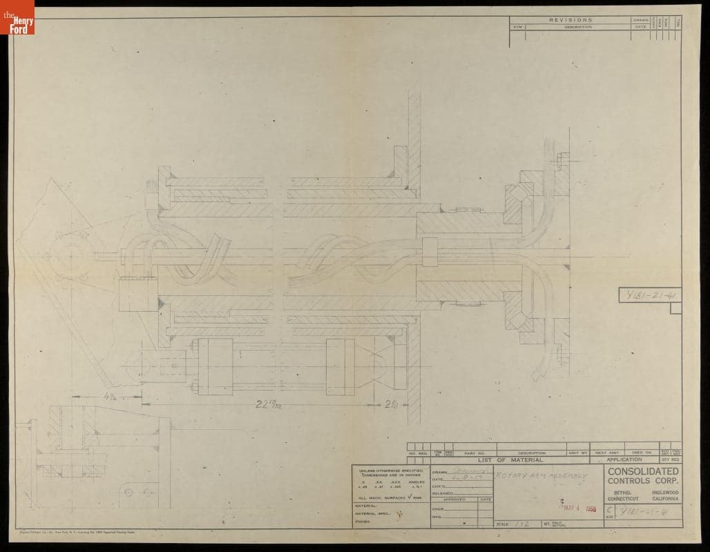 Unimate Rotary Arm Assembly, Reference Number Y181-21-41, 1959