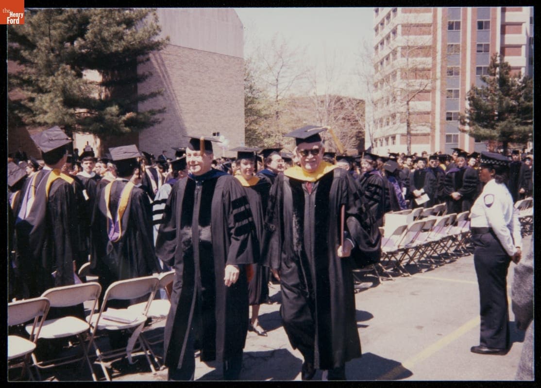 George Devol at the University of Bridgeport Graduation Ceremony, 1989