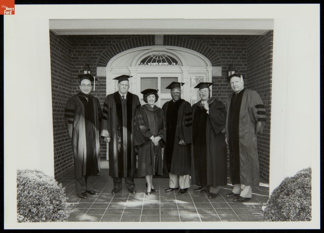 University of Bridgeport President Janet D. Greenwood and George Devol, Bridgeport, Connecticut, 1989