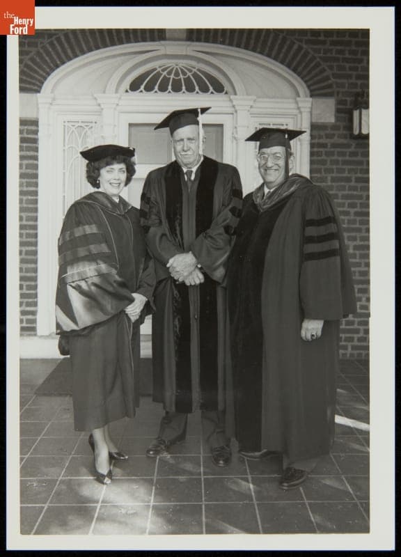 University of Bridgeport President Janet D. Greenwood and George Devol, Bridgeport, Connecticut, 1989