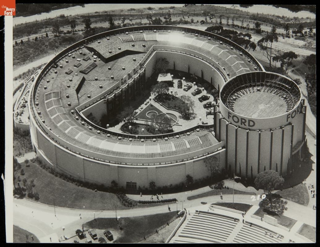Aerial View of Ford Exhibit Building at California Pacific International Exposition, San Diego, California, 1935