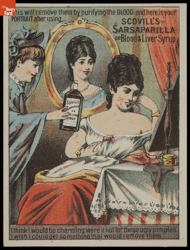 Trade Card for Scovill's Sarsaparilla and Stillingia or Blood and Liver Syrup, John F. Henry & Co., 1870-1880