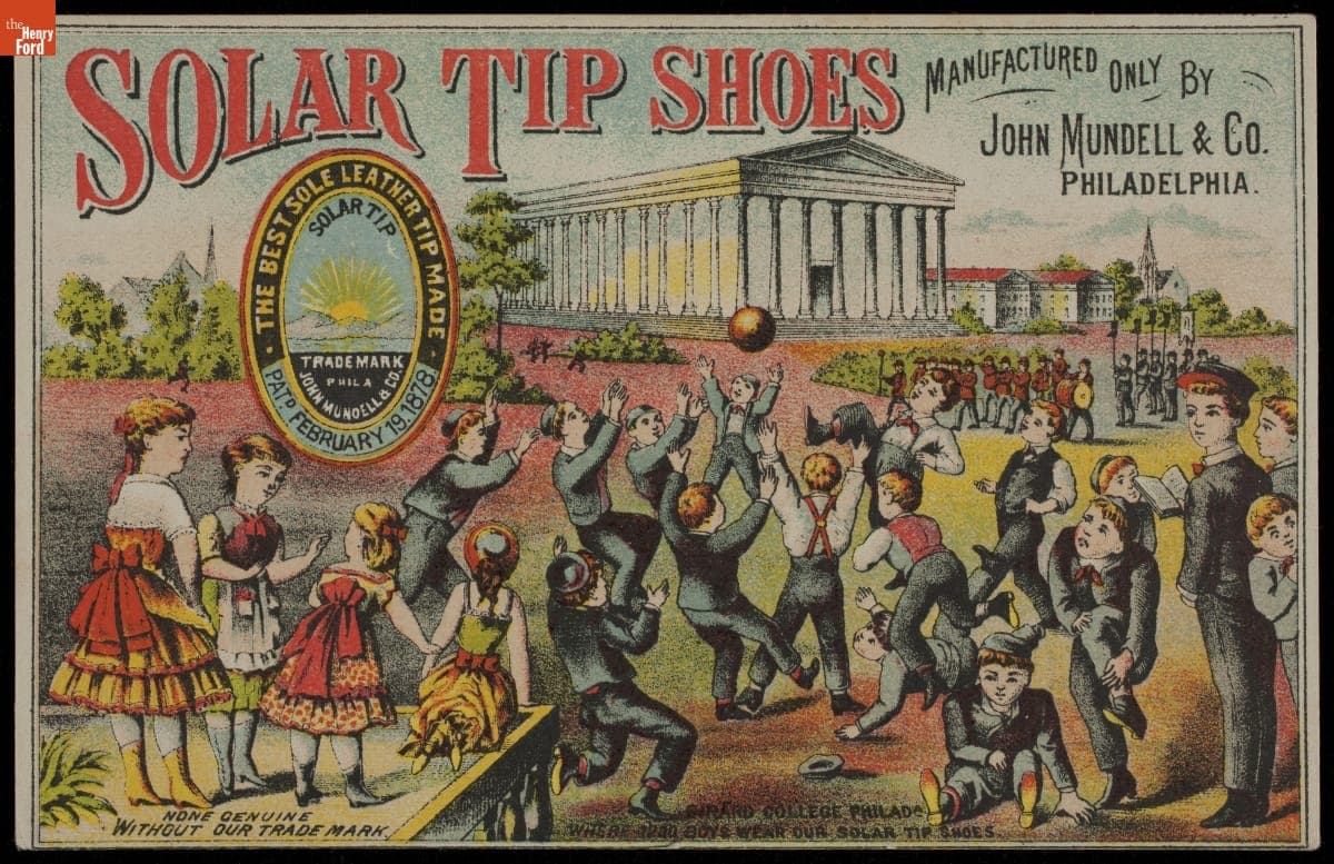Trade Card for Solar Tip Shoes, John Mundell & Co., 1878-1890