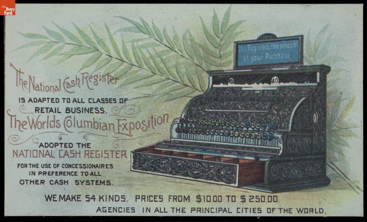 Trade Card for the National Cash Register's Use at the World's Columbian Exposition, National Cash Register Co., circa 1893