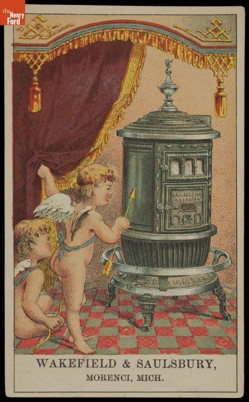 Trade Card for Round Oak Stoves, P. D. Beckwith, 1880-1889