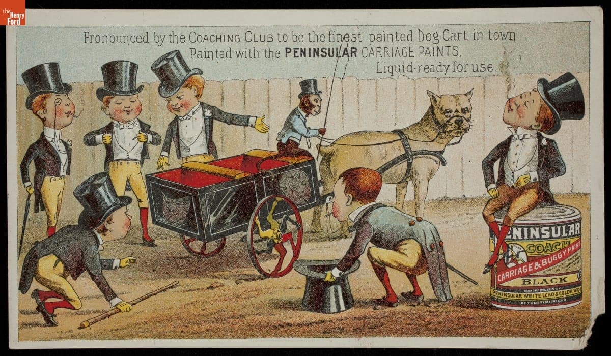 Trade Card for Carriage & Buggy Paints, Peninsular White Lead & Color Works, 1880-1900