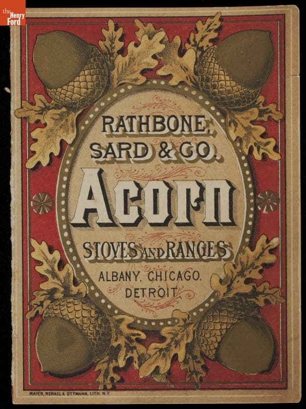 Trade Card for Live Acorn Stoves and Ranges, Rathbone, Sard & Co., 1875-1885