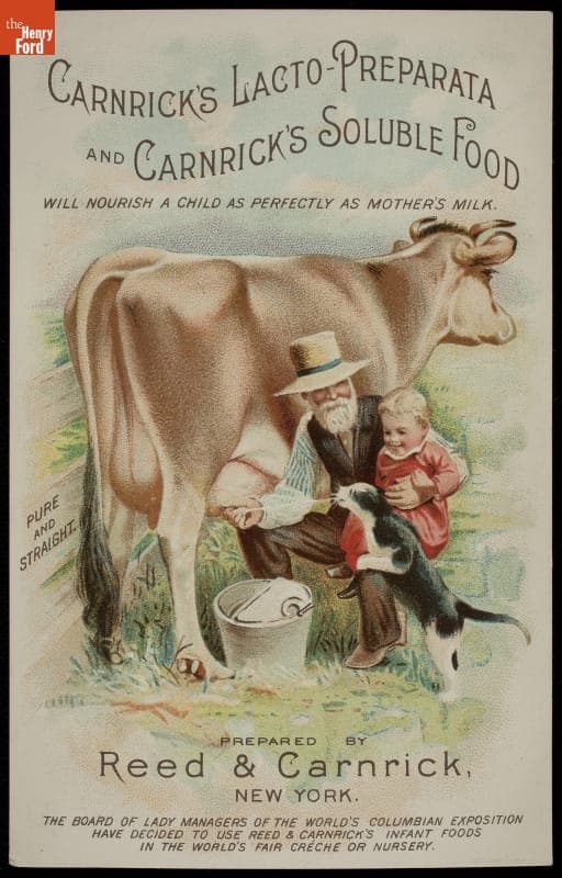 Trade Card for Carnrick's Lacto-Preparata and Soluble Food, Reed & Carnrick, 1893