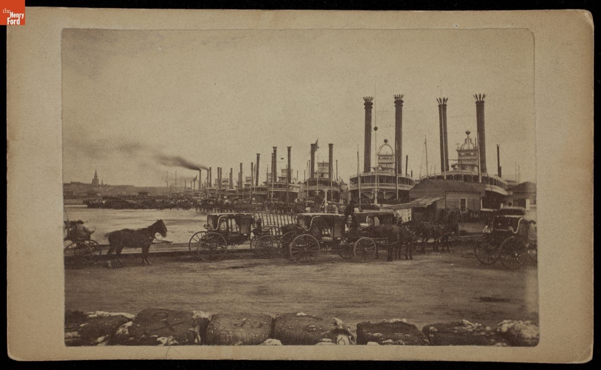Line of Steamboats at their Landings, New Orleans, Louisiana, 1866-1890