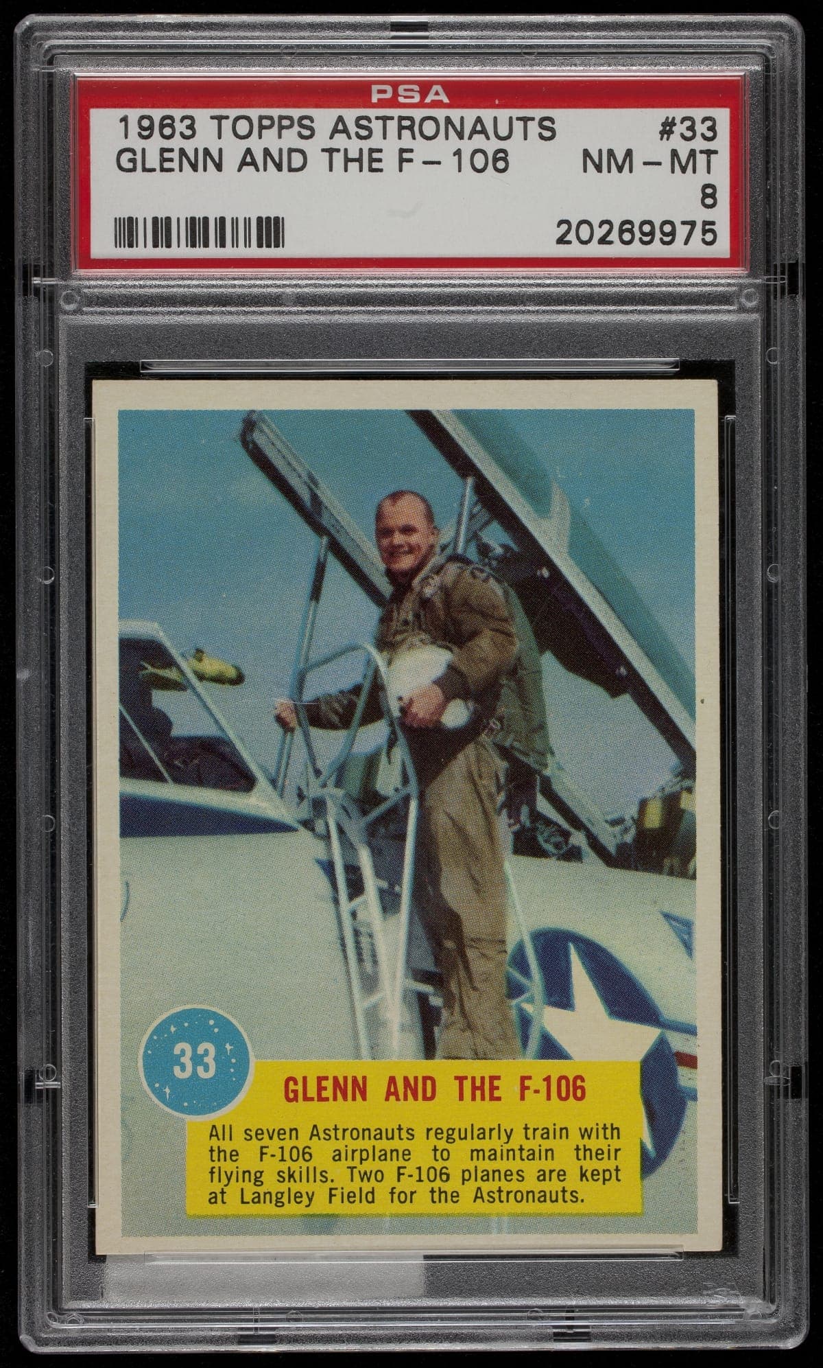 Topps Astronaut Trading Card, "Glenn and the F-106," 1963