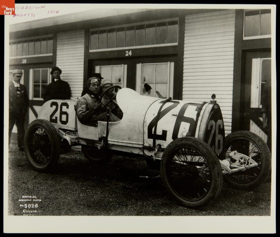 Ernst Friedrich, #26 Bugatti, Indianapolis Speedway, 1914