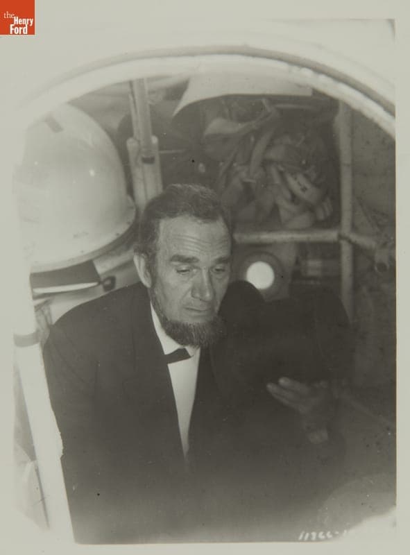 Lincoln Portrayer Charles Roscoe Miles Visiting the Piccard Stratosphere Flight Balloon at Ford Airport, October 1934