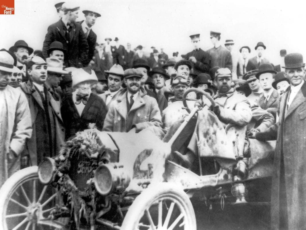 Henry Ford with Ford Model T Car at the Finish of the New York to Seattle Transcontinental Race, June 23, 1909