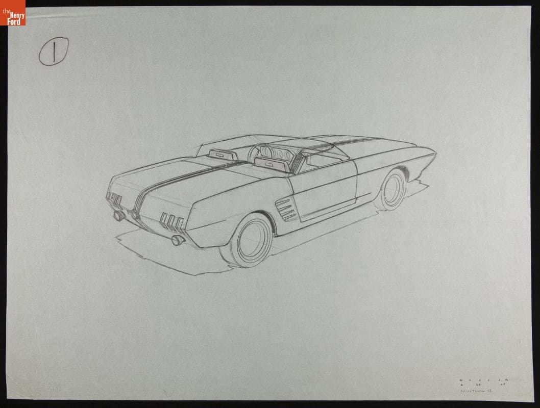 John Najjar Sketch for 1963 Ford Mustang II Concept Car