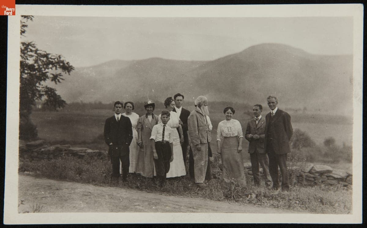 Clara Barrus, John Burroughs, Clara Ford, Edsel Ford, Henry Ford and Others, 1913