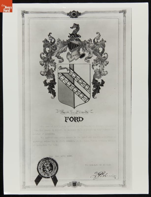 Ford Family Coat of Arms, "Omnium, Rerum, Vicissitudo"