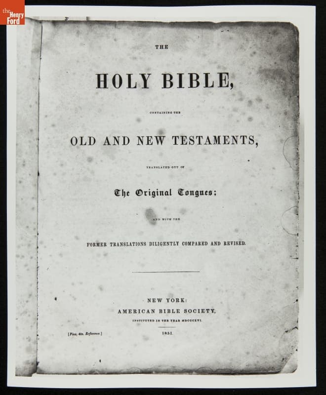 Title Page of the Family Bible Belonging to Margaret Ahern (Henry Ford's Foster Grandmother), 1851