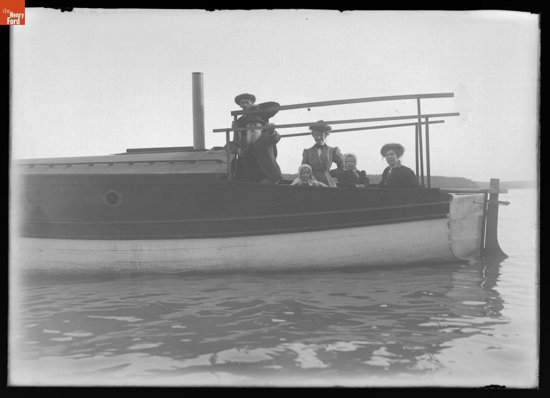 John Burroughs, Family, and Friends on Board 'The Wawee,' 1907