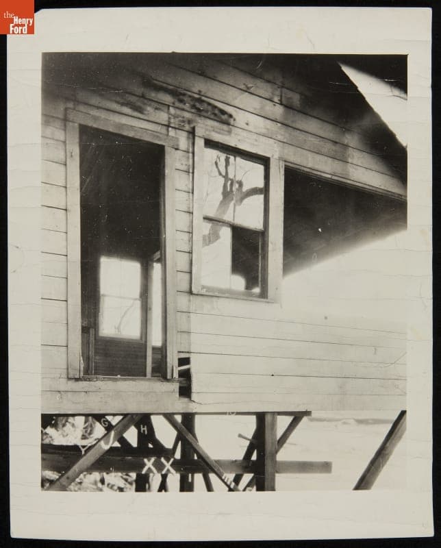 Preparing Charles Steinmetz Cabin for Dismantling before the Move to Greenfield Village, February 22, 1930