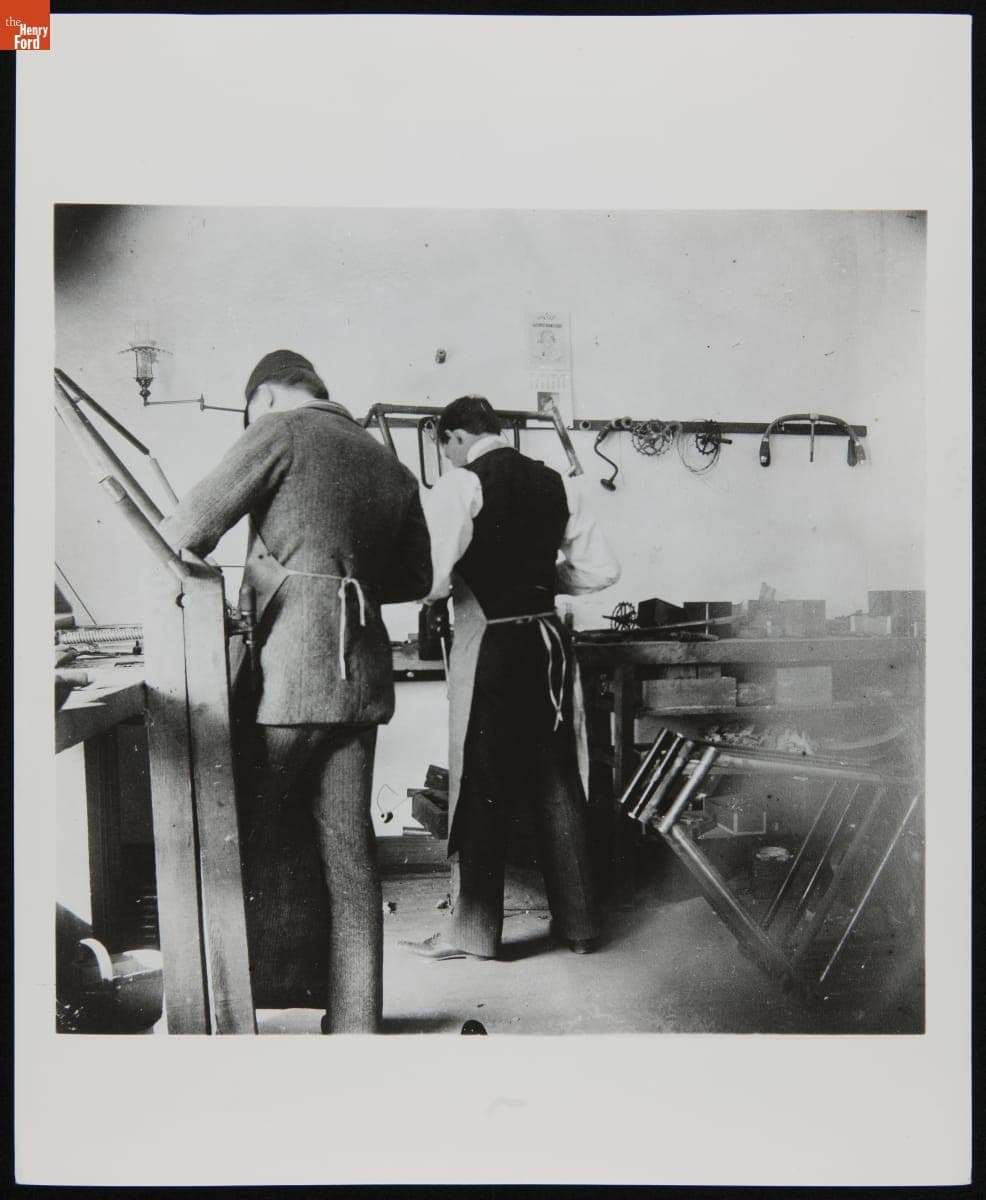 Interior of Wright Cycle Shop in Dayton, Ohio, 1897