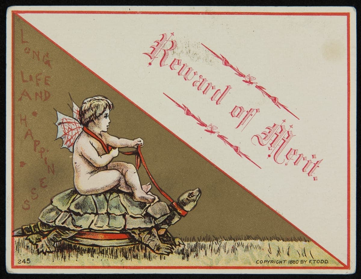 School Reward of Merit Given to Maude Davenport, 1880