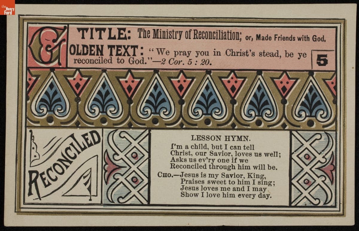 Bible Lesson Card, 1879-1920