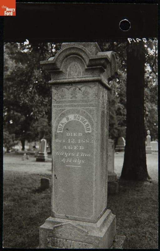 Dr. Alonson B. Howard's Tombstone at Windfall Cemetery, Tekonsha, Michigan, August 1959