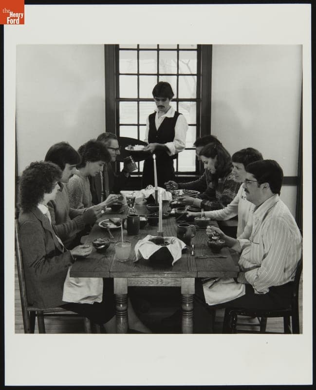 Dining at Eagle Tavern in Greenfield Village, 1982