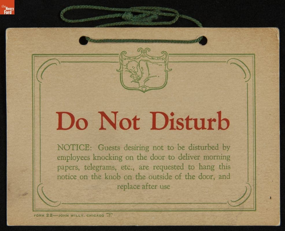 Sign, "Do Not Disturb," 1925-1938