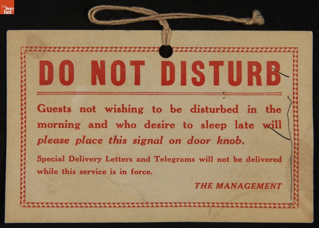 Sign, "Do Not Disturb," 1920-1929