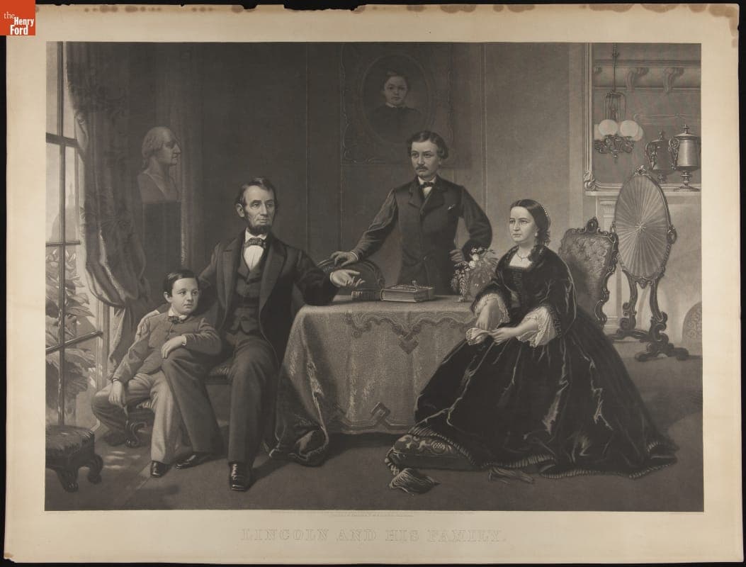 Engraving, "Lincoln and His Family," 1866