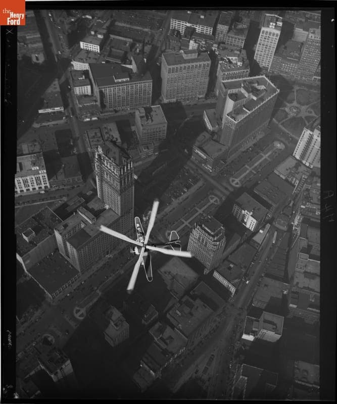 Detroit News--Autogiro--Over Downtown Detroit--Item 1