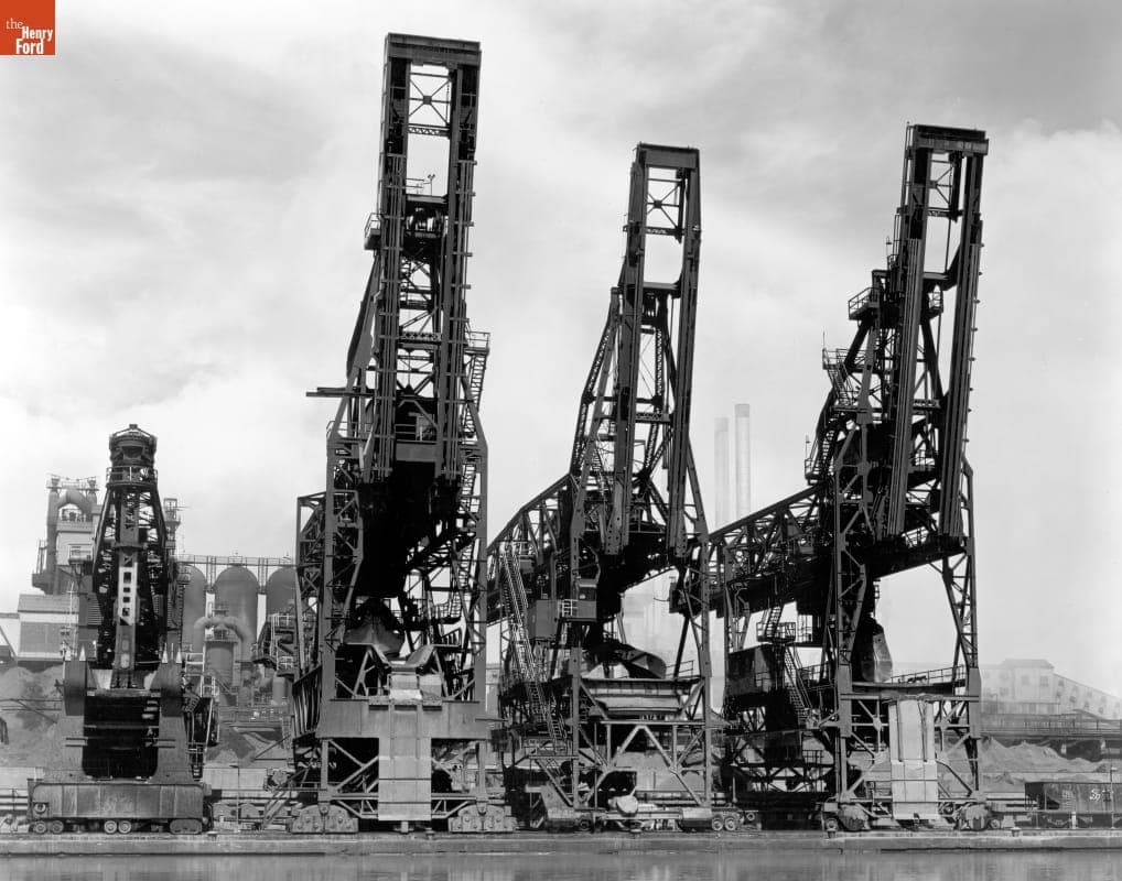 Ore Bridge Cranes at Ford Rouge Plant, Dearborn, Michigan, 1951