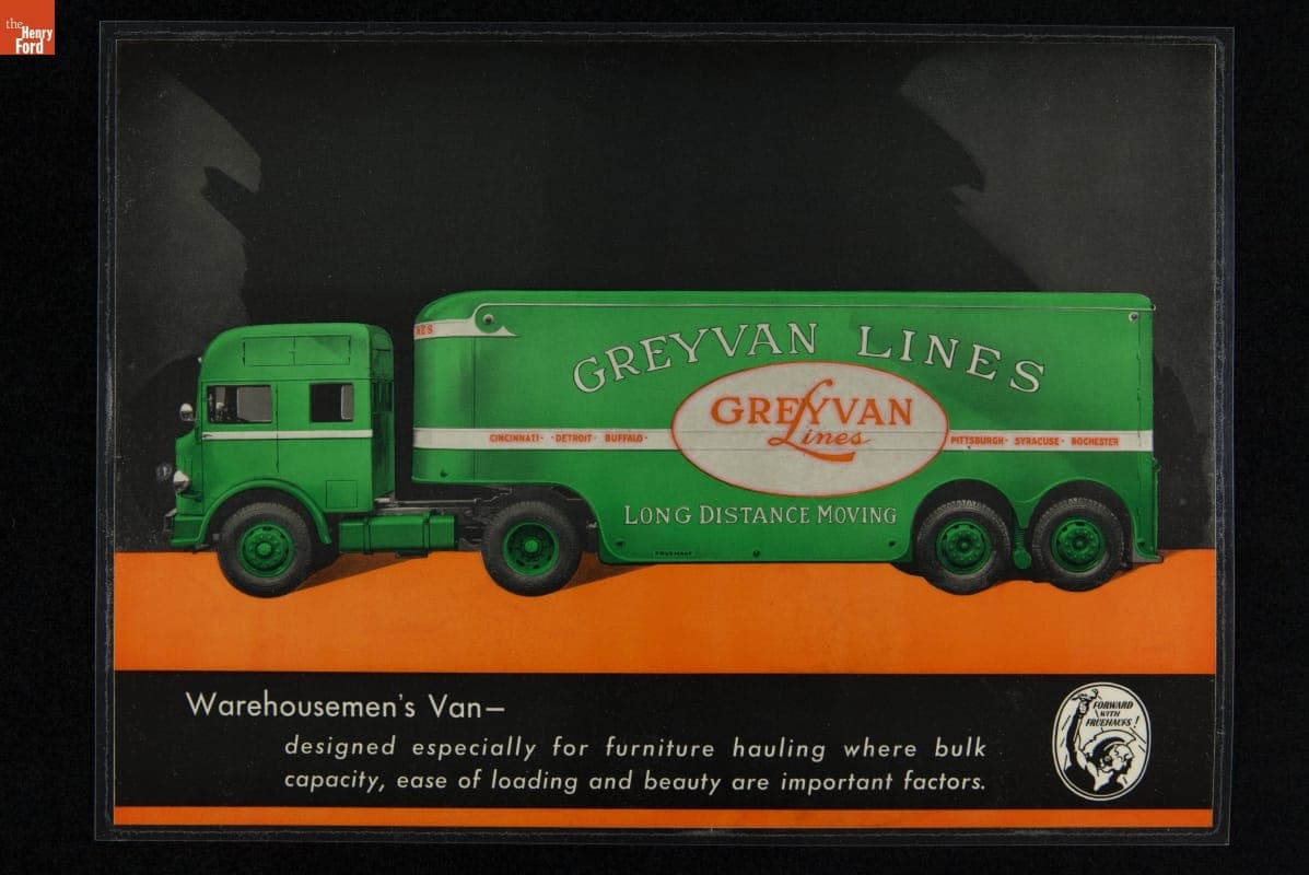 Fruehauf Trailer Co. Advertising Card, "Warehousemen's Van," 1931-1941