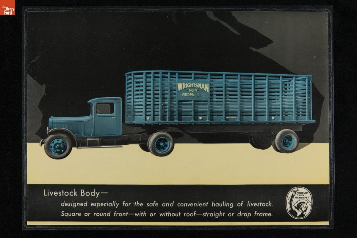 Fruehauf Trailer Co. Advertising Card, "Livestock Body," 1931-1941