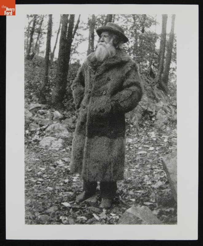 John Burroughs Wearing His Woodchuck Fur Coat, near Slabsides, November 7, 1920