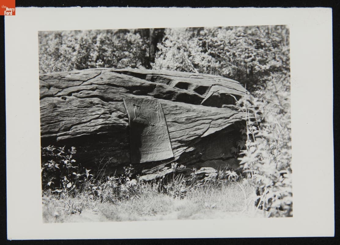 Boyhood Rock with John Burroughs Memorial Plaque, Roxbury, New York, 1944