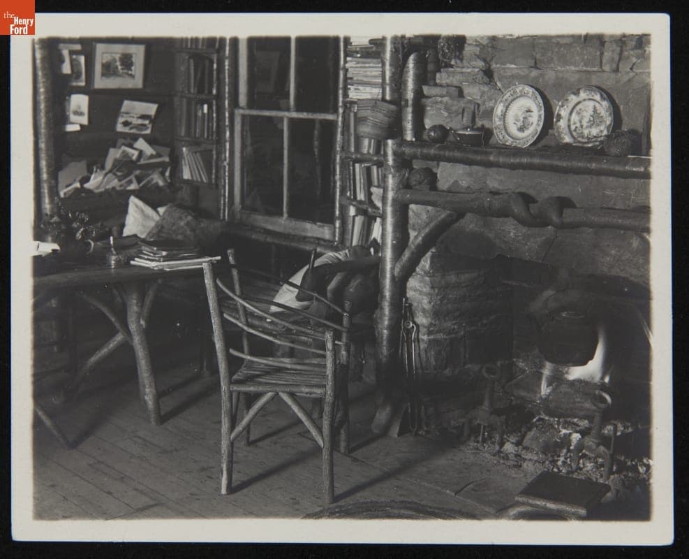 Interior of John Burroughs' "Slabsides" Retreat, West Park, New York, 1917