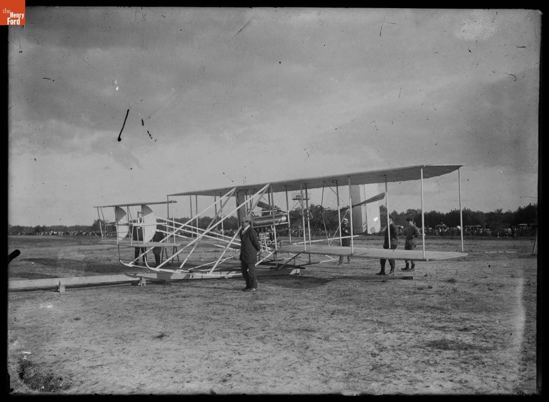 Preparing for a Demonstration Flight of the Wright Flyer, France, 1908-1909
