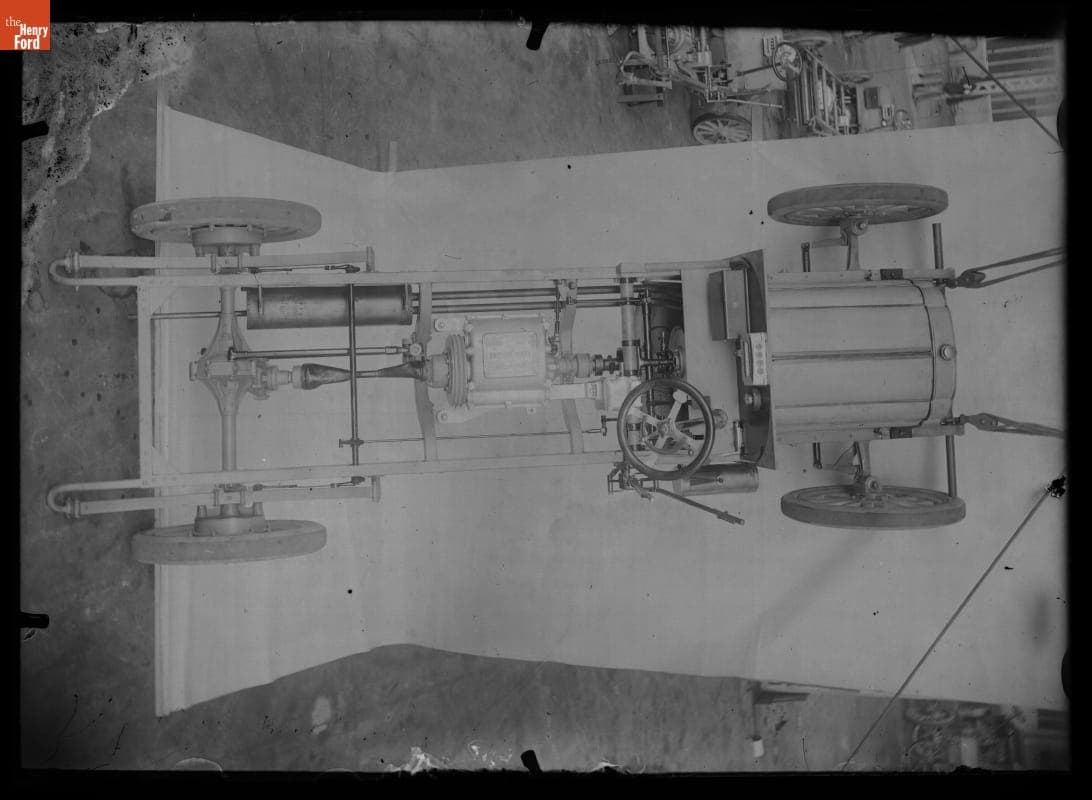 Bollee Automobile Hoisted onto Its Back Wheels, 1900-1910