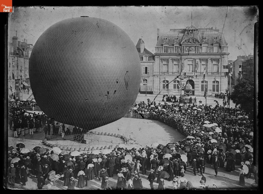 Crowd Gathered to Watch a Balloon Launch, circa 1900