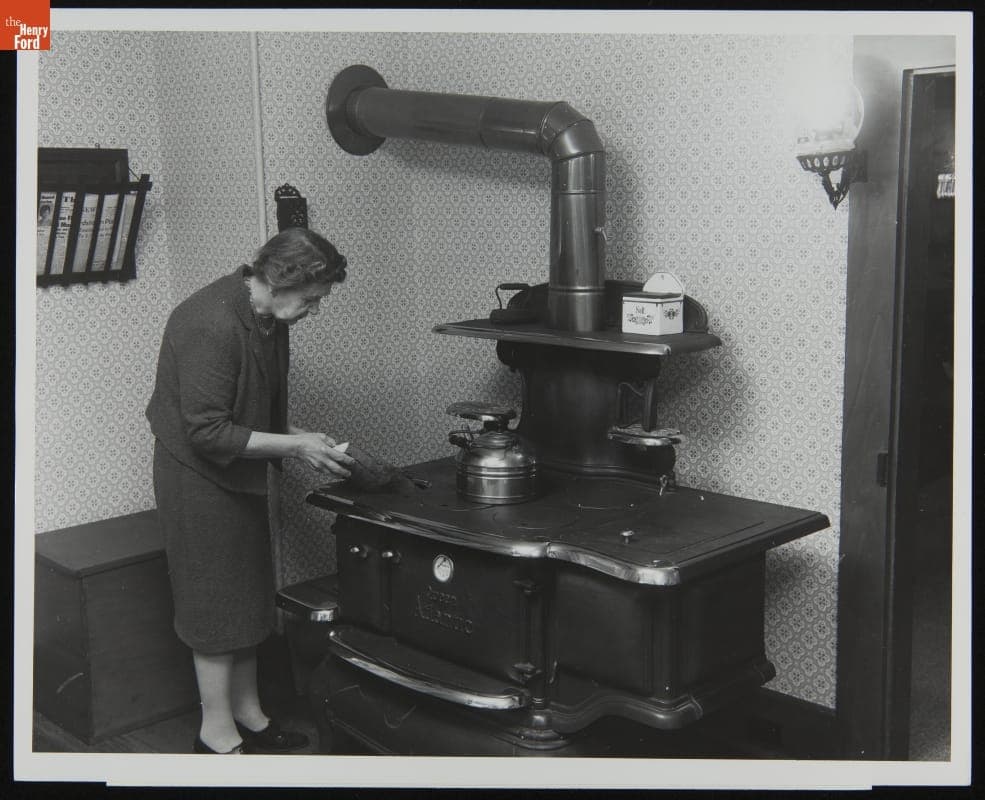 Catherine Ake, Niece of Harvey S. Firestone, in the Kitchen at Firestone Farm at its Original Site, Columbiana County, Ohio, 1965