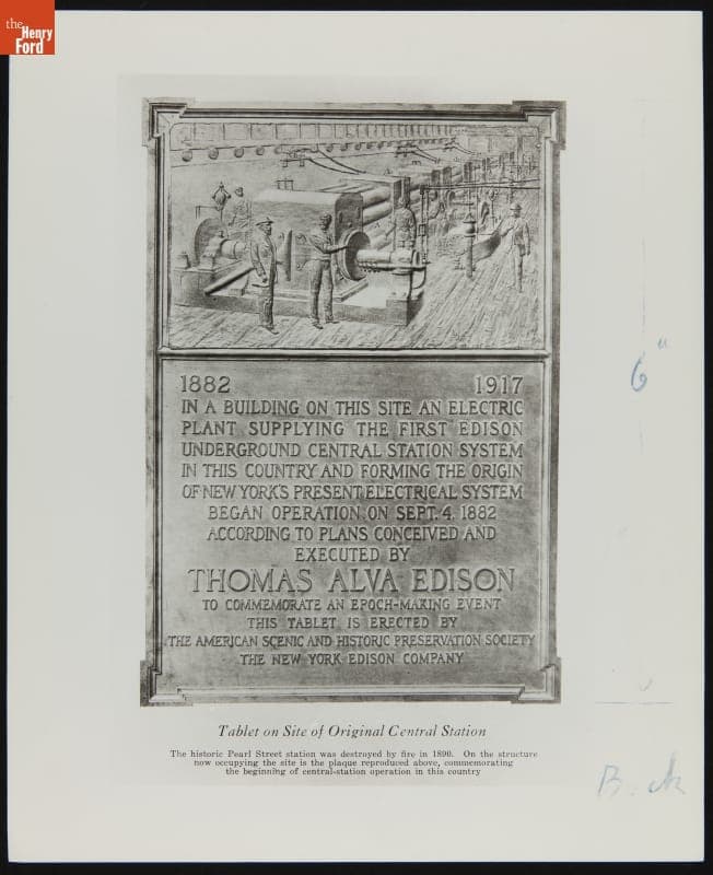 Plaque at the Site of the Edison Electric Illuminating Company's 1882 Pearl Street Station, New York City