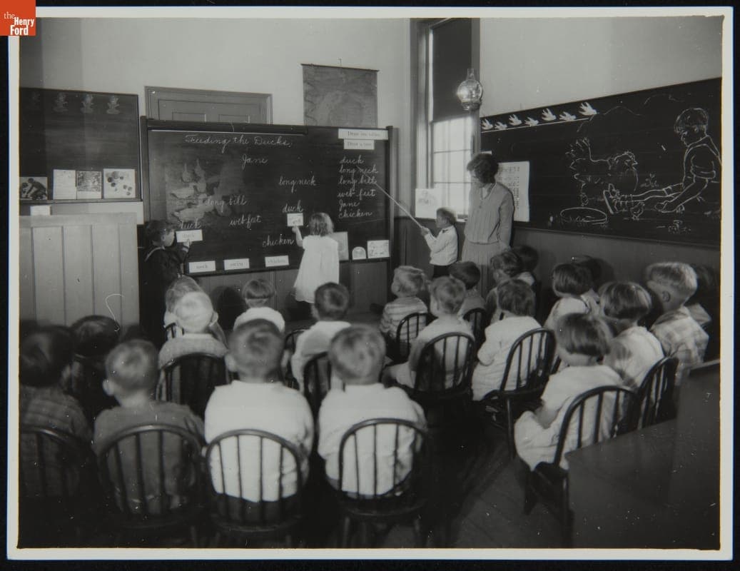 Students and a Teacher inside Scotch Settlement School at its Original Site, Dearborn Township, Michigan, 1926