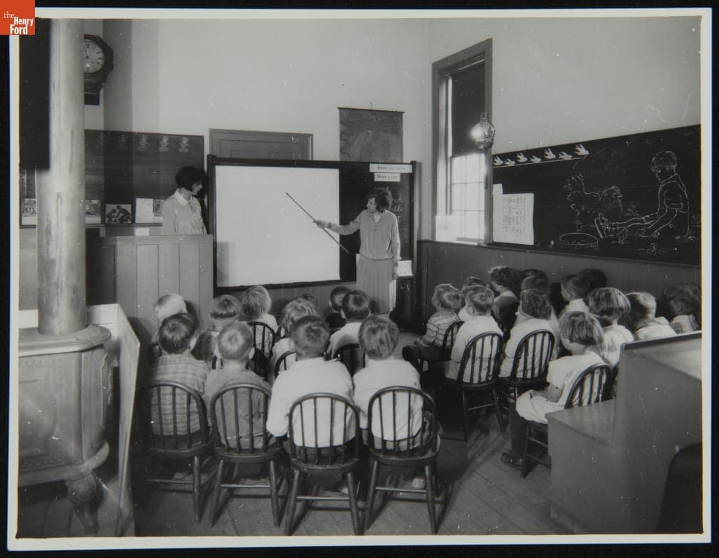 Students and Teachers inside Scotch Settlement School at its Original Site, Dearborn Township, Michigan, 1926