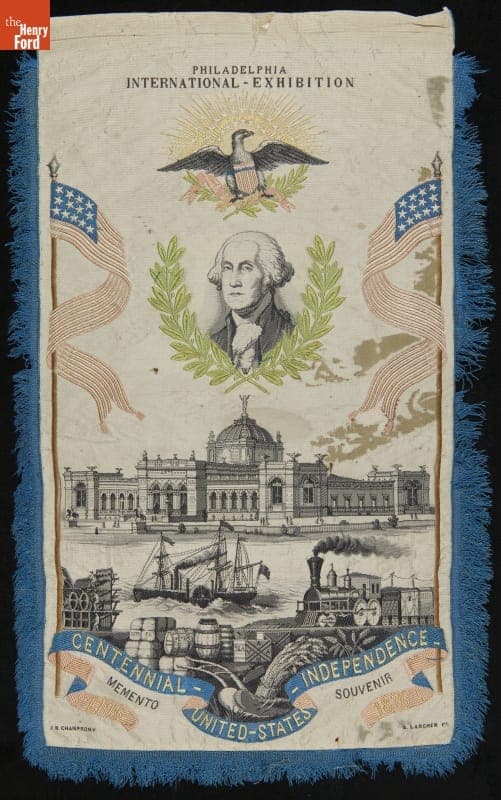 Souvenir Silk Picture, "Philadelphia International Exposition," 1876