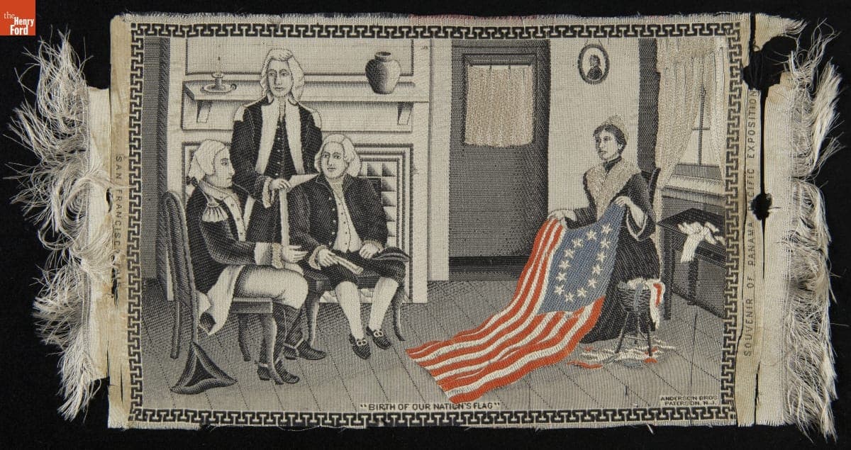 Souvenir Silk Picture, "Birth of Our Nation's Flag," from Panama-Pacific International Exposition, 1915