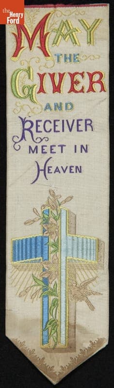 Stevengraph Bookmark, "May the Giver and Receiver Meet in Heaven," 1860-1890