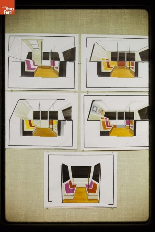 Renderings of Morgantown, West Virginia, People Mover Vehicle Interiors, circa 1971