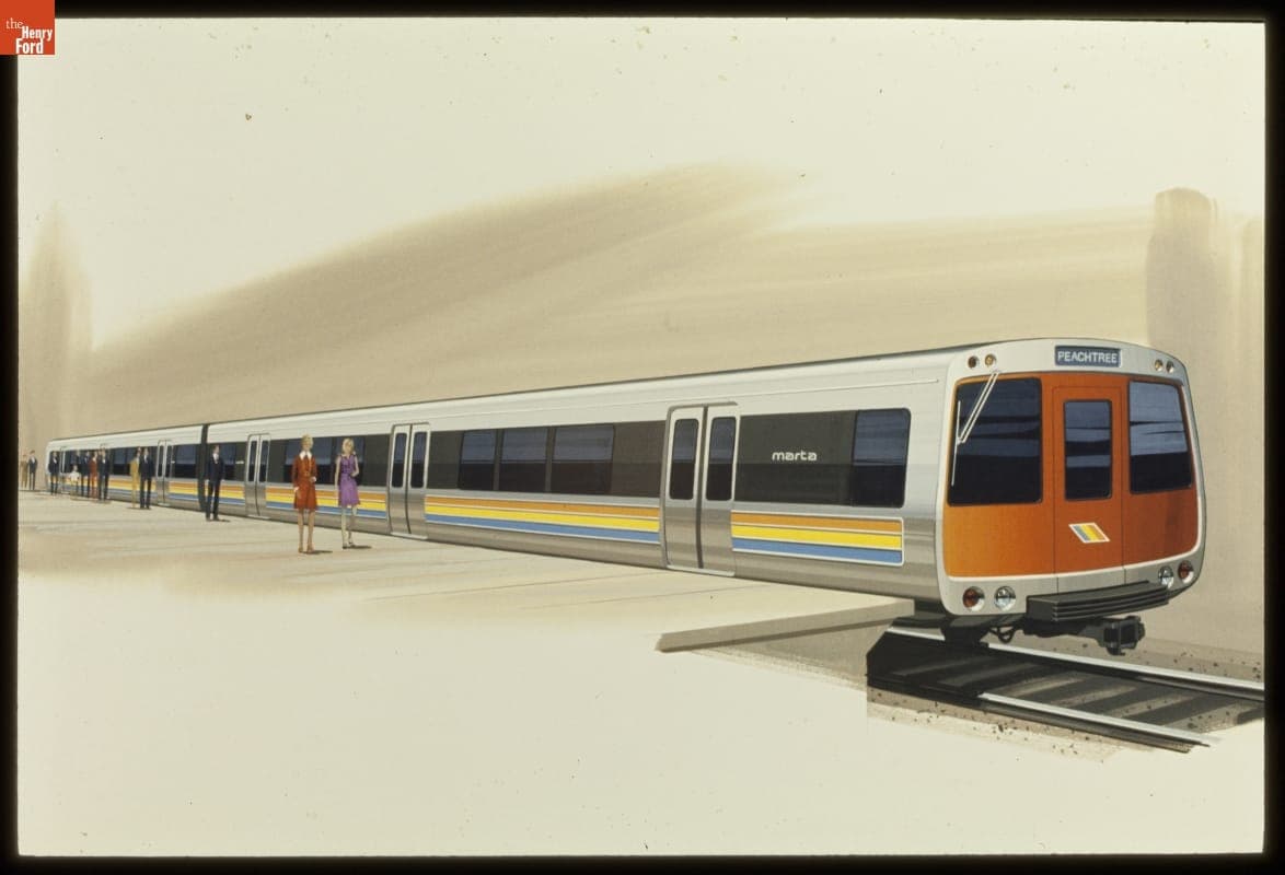 Rendering of Metropolitan Atlanta Rapid Transit Authority (MARTA) Railcar, circa 1974